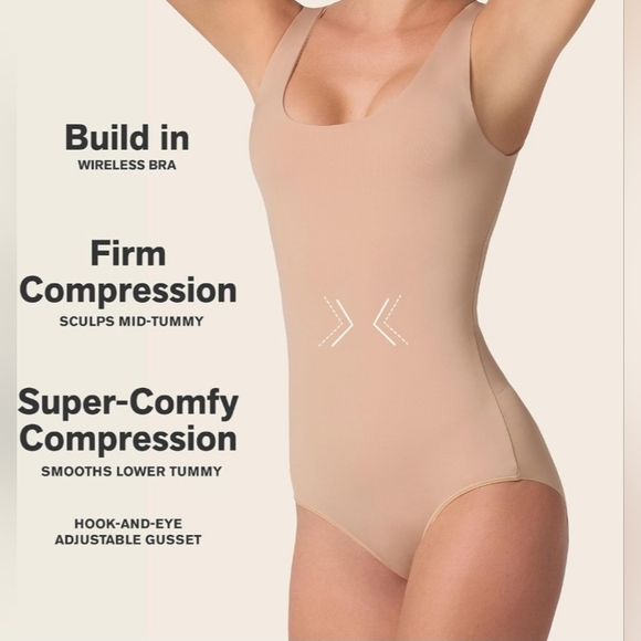 Seamless Tan Shapewear Bodysuit with Spaghetti Straps - Picture 3 of 5